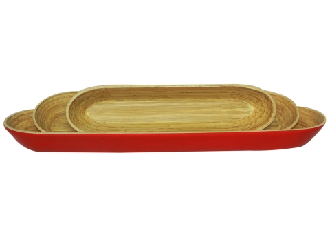 3pc bamboo bread basket oval